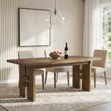 63-Inch Dining Table for 4-6, Solid Wood Kitchen Table with Large Tabletop and Heavy Duty Legs, Rectangular Farmhouse