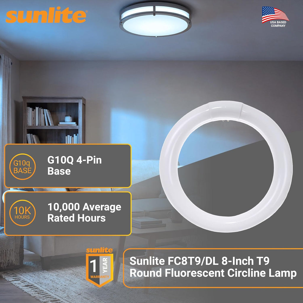 T9 Round Fluorescent Circline Lamp, 22 Watts, 1050 Lumens, 6500K Daylight, G10Q 4-Pin Base, 1 Pack