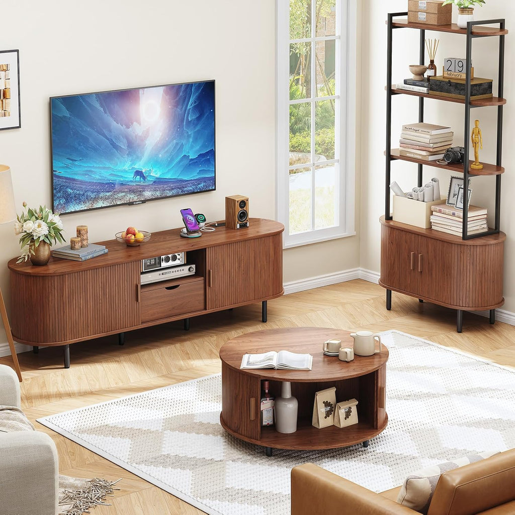 69" TV Stand with Power Outlet for TVs up to 80", Entertainment Center with Storage and Drawer, TV Console with
