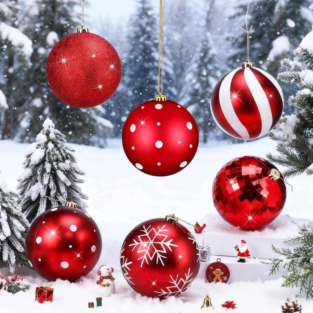 12 Pcs 6 Inch Retro Christmas Ball Ornaments Shatterproof