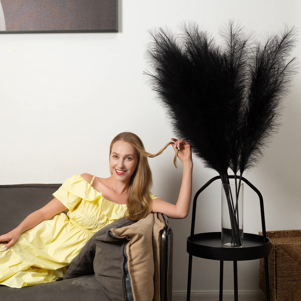 Faux Pampas Grass 6 Stems, Artificial Pampas Grass - 43 inch Total Extra Large Pompass Grass Tall Pompous Boho Flower
