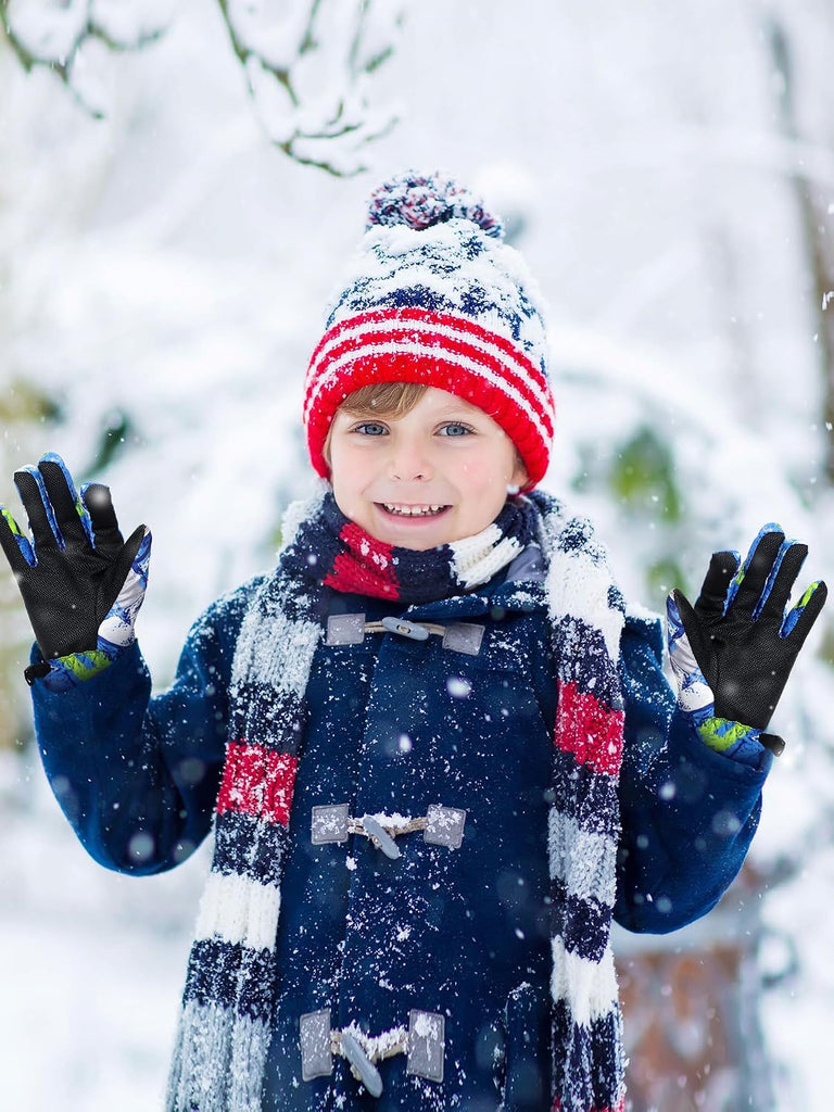 2 Pairs Kids Waterproof Winter Snow Gloves