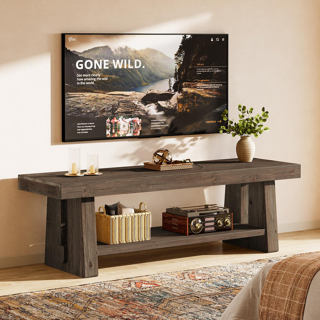 63-Inch Solid Wood TV Stand for TVs up to 75 Inches