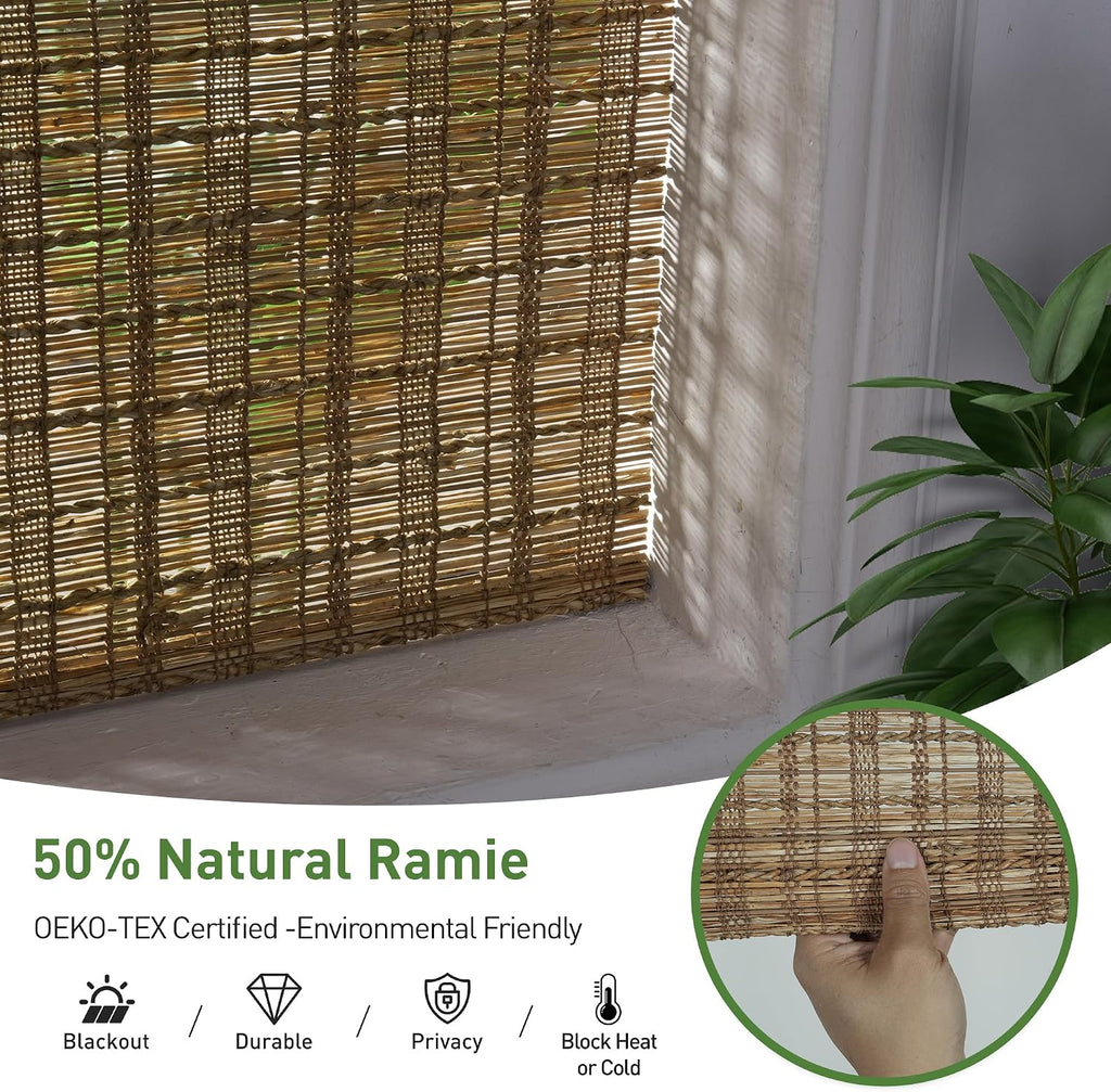 Woven Roman Shades, Natural Bamboo Blinds for Interior Windows, Customized Roman Jute Window Shades,Room Darkening