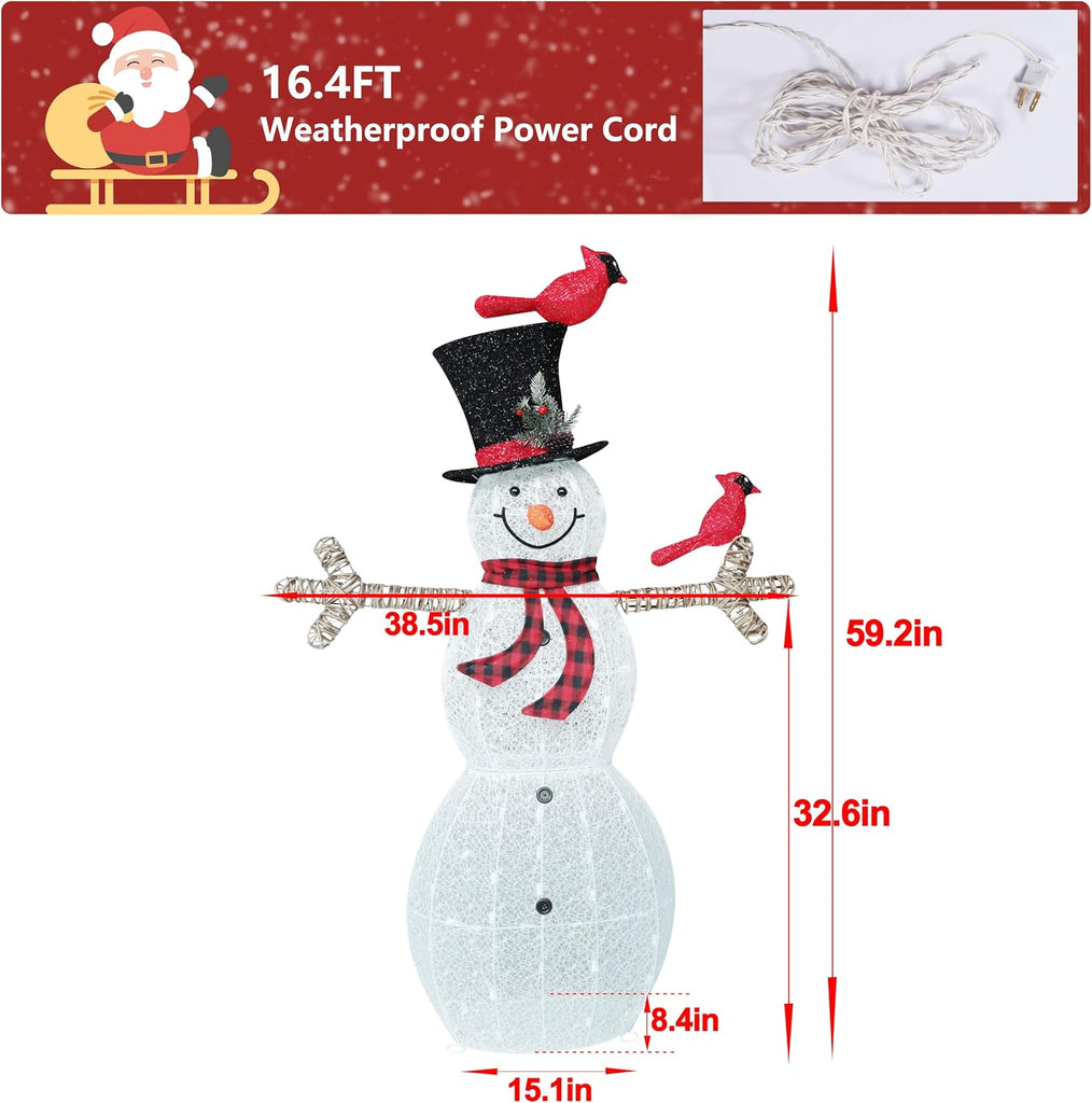 Snowman Christmas Decorations, 5FT Lighted Snowman Decorations for Outdoor, Christmas Decorations Outdoor Warm Light