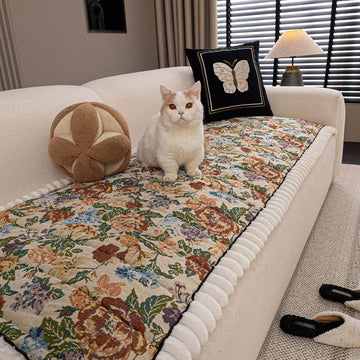 Retro Floral Pet Couch Seat Covers Thick Quilted Sofa Cushion Covers for Dogs Washable 3 Seater Non Slip Slipcover