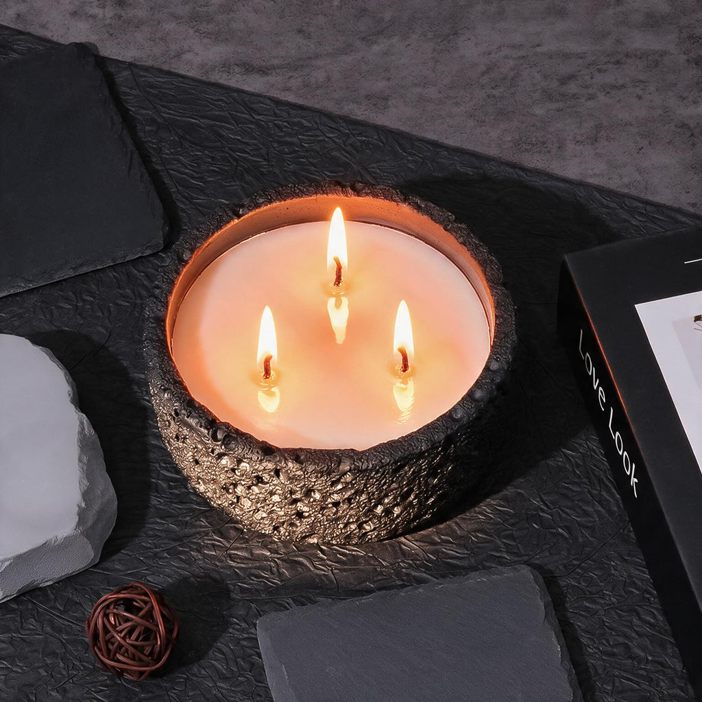 20oz Large Odor Eliminating Candle - Eucalyptus Mint, 3 Wick Fall Scented Soy Candle, Non Toxic, Matte Black Ceramic