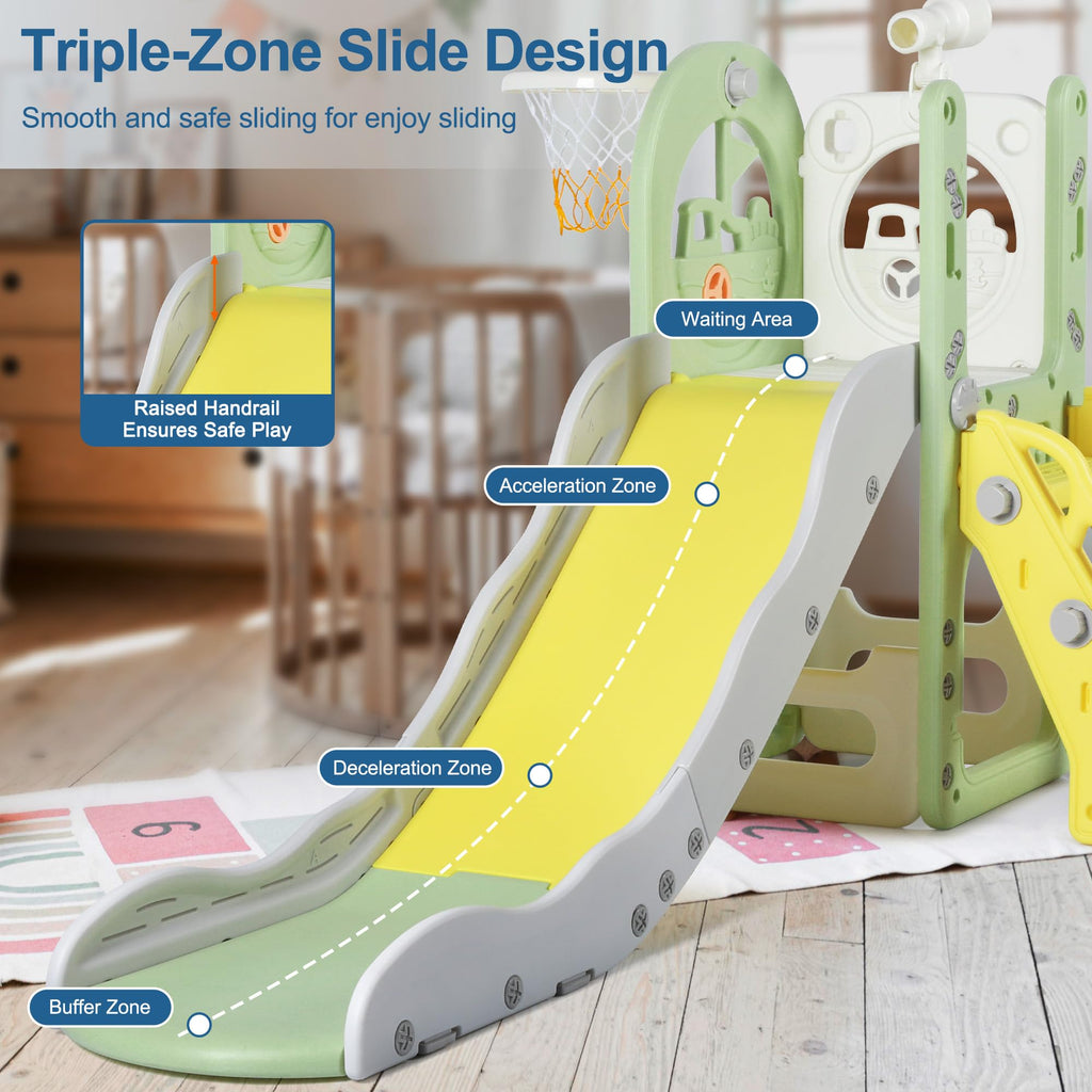 6 in 1 Toddler Slide Climber Playset for Kids Boy Girl 1-3 Indoor Outdoor