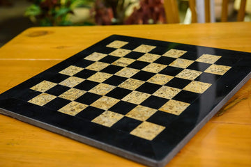 15 Inches Handmade Marble Black and Coral Chess Board