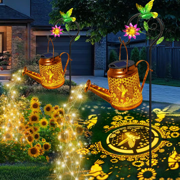 Solar Watering Can Lights, Hummingbird Hanging Lanterns Outdoor, Gardening Gifts for Mom Women Grandma Birthday