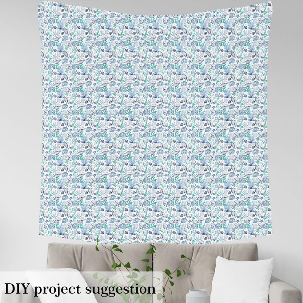 Starfish Blue Ocean Fabric By The Yard 1 Yard