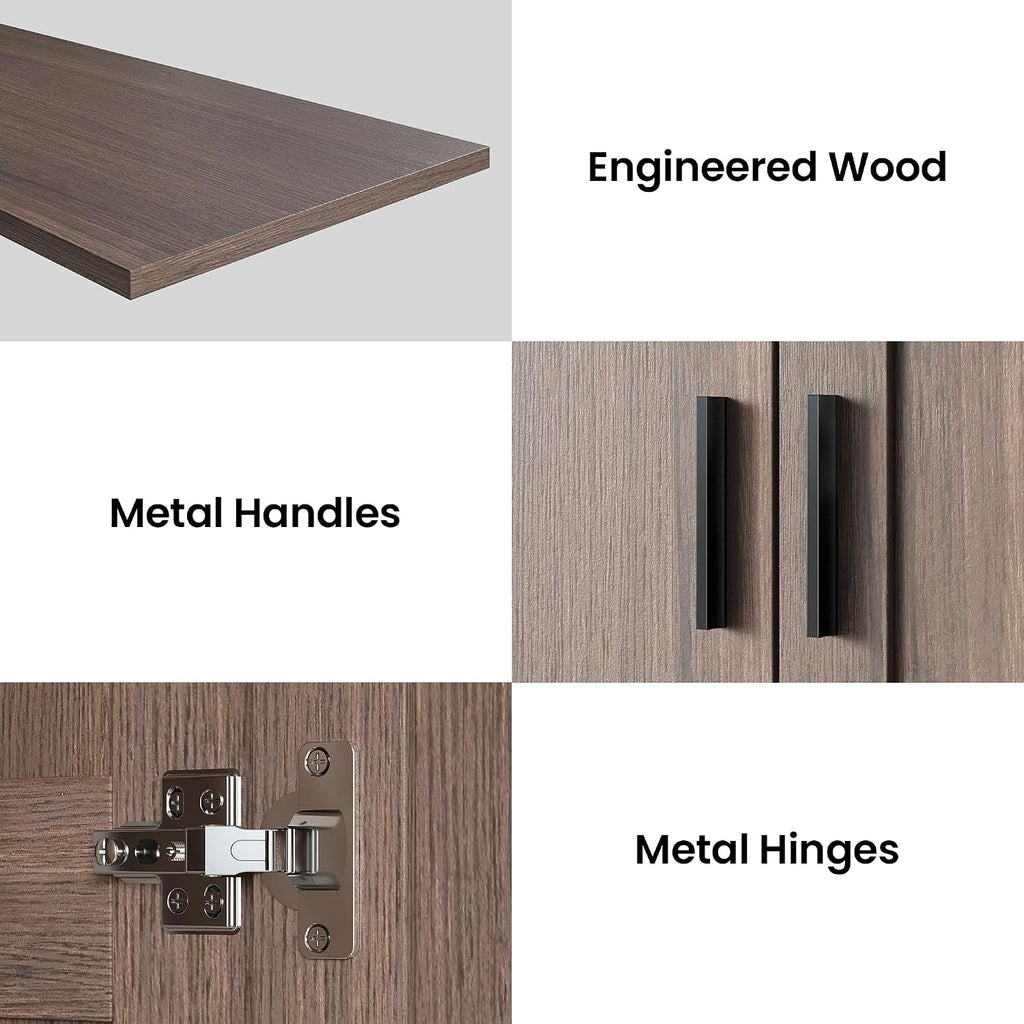 70.6 Inch Armoire Wardrobe Closet with Drawers (Dark Walnut) | Freestanding engineered wood armoire with a hanging