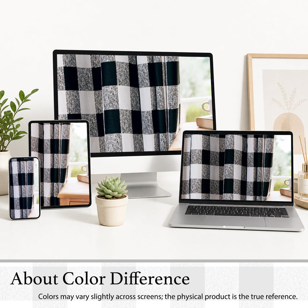 Buffalo Plaid Blackout Curtains 2 Panels W52 x L84, Black