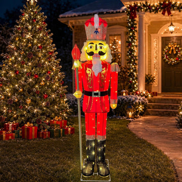 5FT Large Lighted Nutcracker Christmas Decoration Outdoor Burgundy