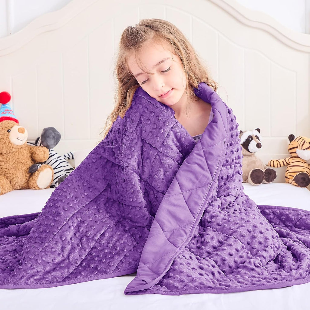 Purple Weighted Blanket 7lbs, 40"x60", Breathable Cooling Minky Heavy Throw Blanket for 60-90lbs, Soft Winter Thick