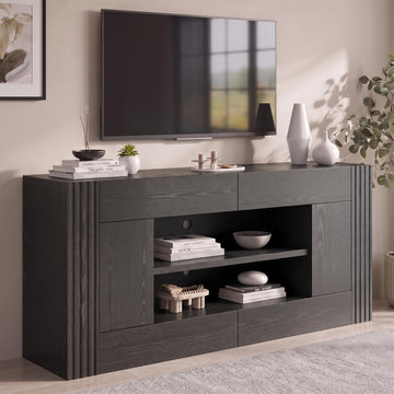 Modern 70" TV Stand for TVs up to 80", Sturdy Entertainment Center with 2 Drawers & 2 Side Cabinets, Media Console