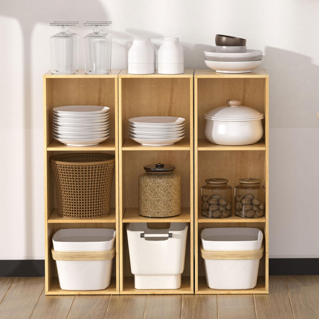 3 Cube Storage Organizer, Cube Shelf, 3 Tier Cube Low Bookcase Freestanding Storage Display Organizer, Three-Cubes Open