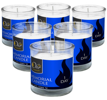 Ohr Memorial Candles - 1 Day Yahrzeit Candle - Yartzeit 24 Hour Yom Kippur Jewish Candle In Glass Tumbler - 6 Pack