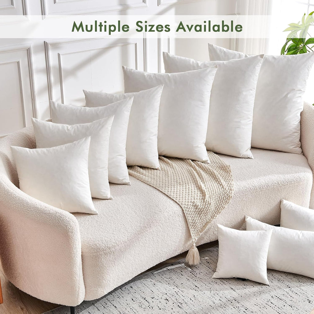 Ogranic Feather Down Lumbar Pillow Insert 12x20, White - Set of 4