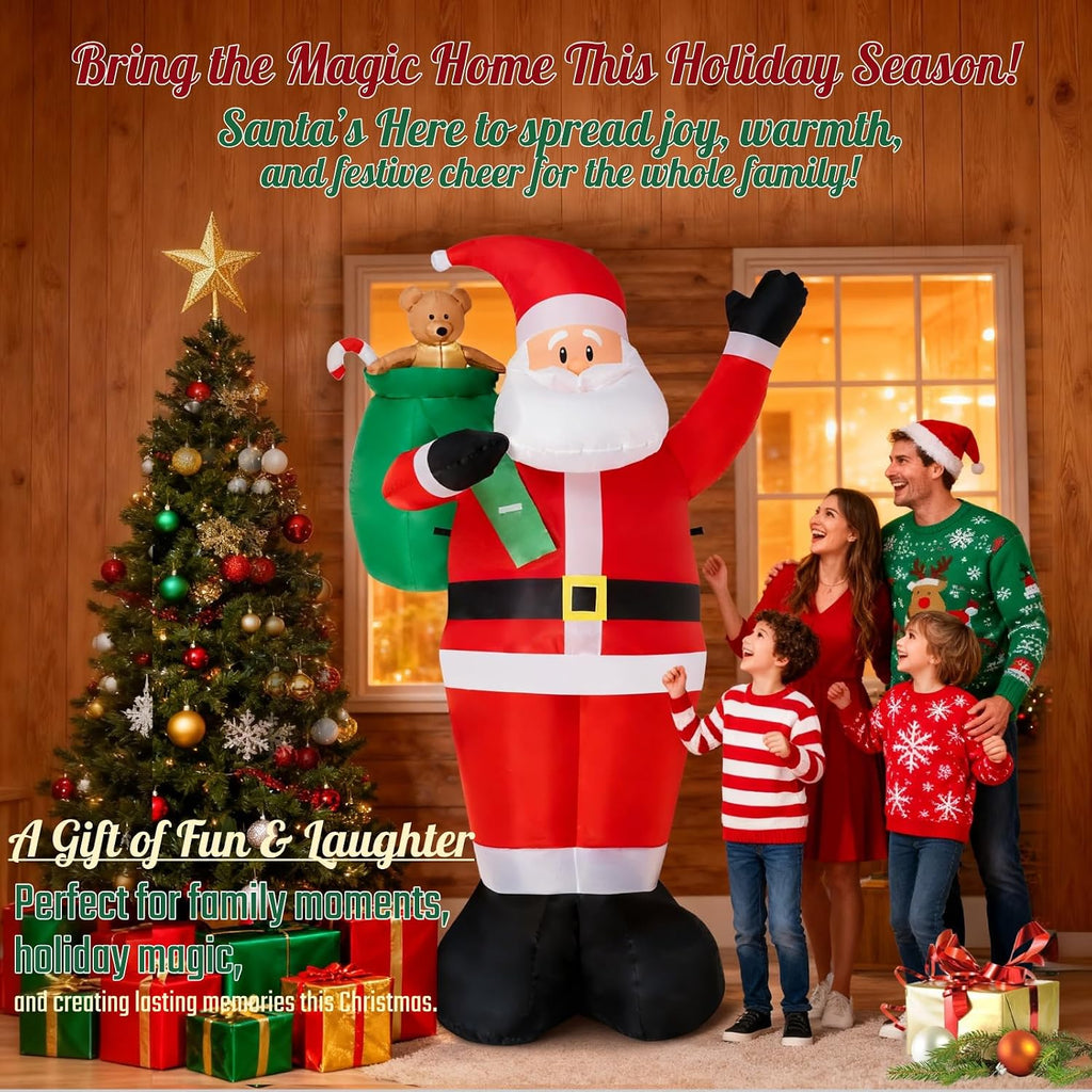 8 FT Christmas Inflatable Santa Claus Outdoor Decorations - LED Lights, Waterproof & Durable Inflatable Xmas Yard