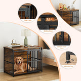 Dog Crate Furniture, 36.6" Heavy Duty Dog Kennel with Sliding Barn Door, Wooden Dog Cage Indoor