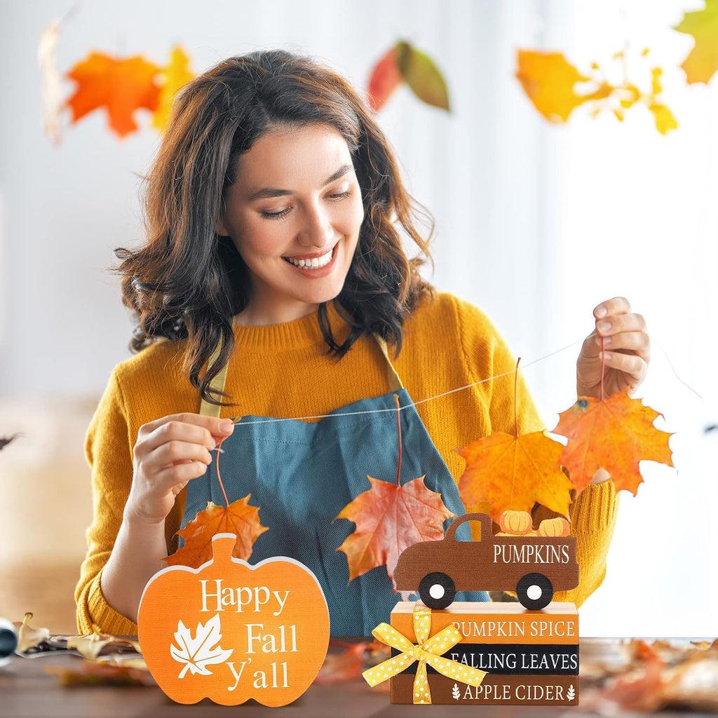 Fall Decorations, Fall Pumpkin Table Decor - Set of 5