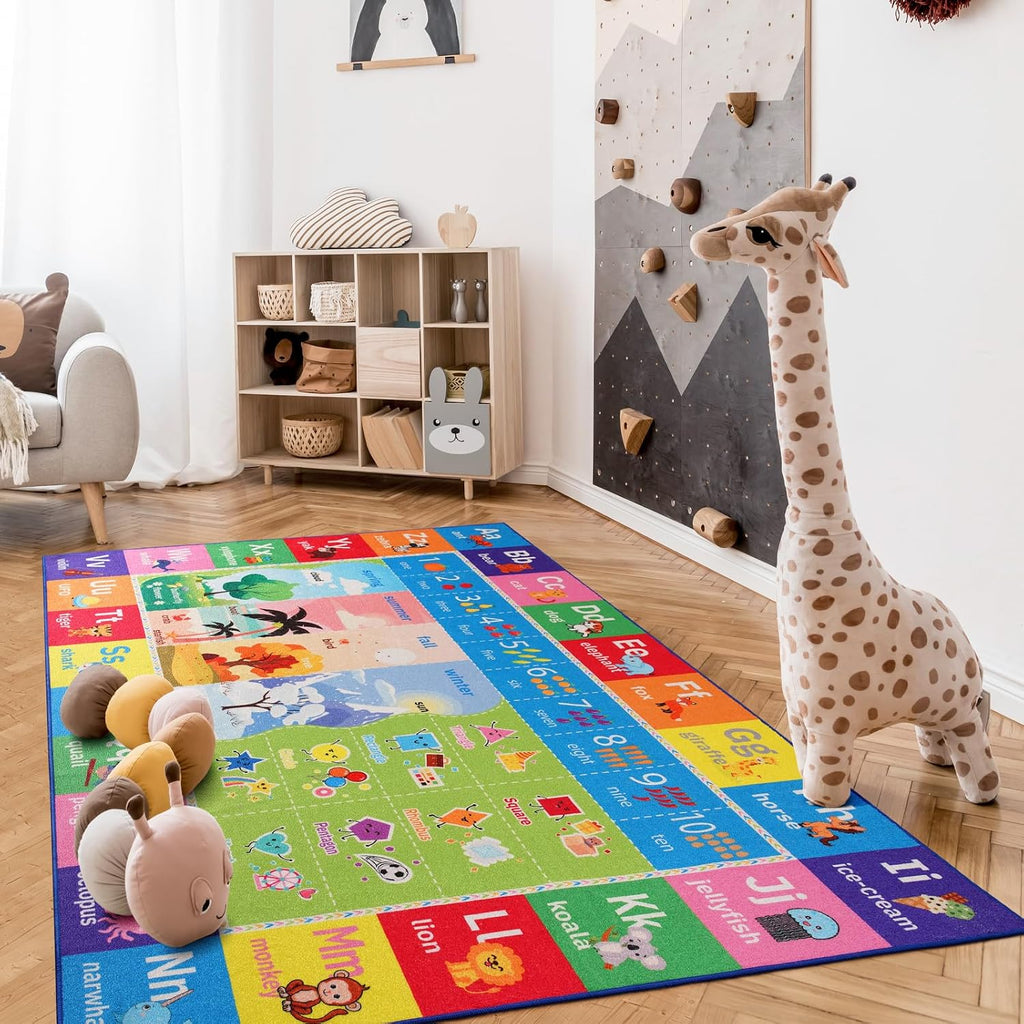 ABC Kids Rug for Classroom, 5x7 Colorful Washable Play Area Rugs