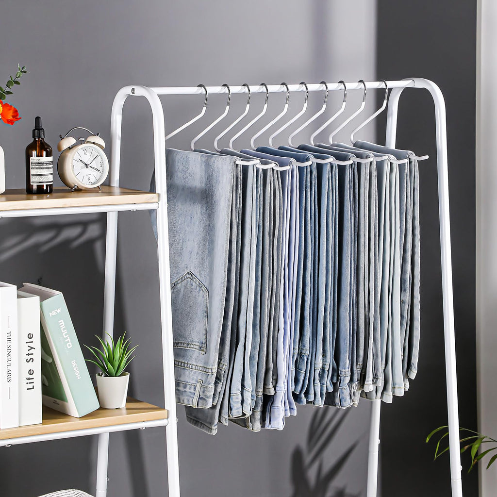 30 Pack Pants Hangers Space Saving, Open Ended Hangers for Pants, Scarf Organizer Hanger for Closet, Metal Non Slip