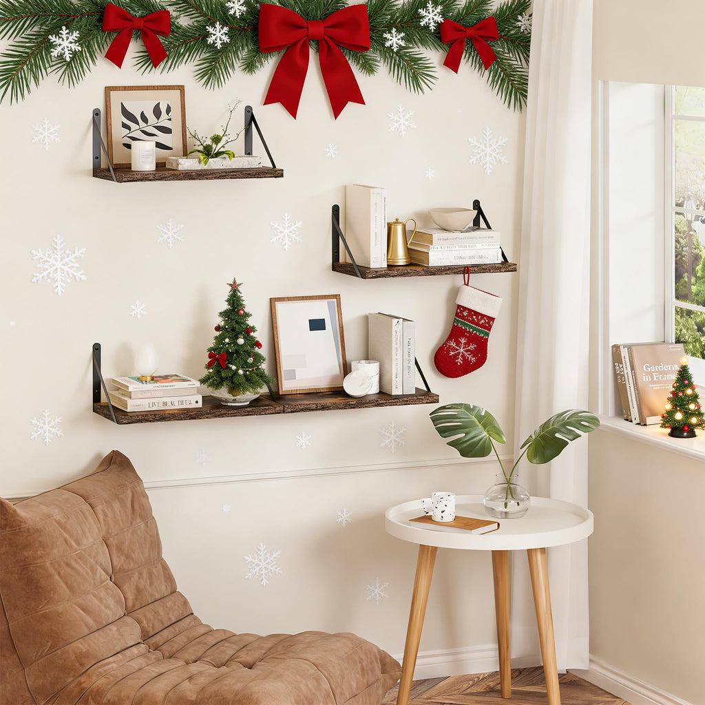 Deep Floating Shelves for Wall, 36W x 8D Wood Wall Shelves Set of 2, Wide Floating Bookshelf and Decor Storage, with