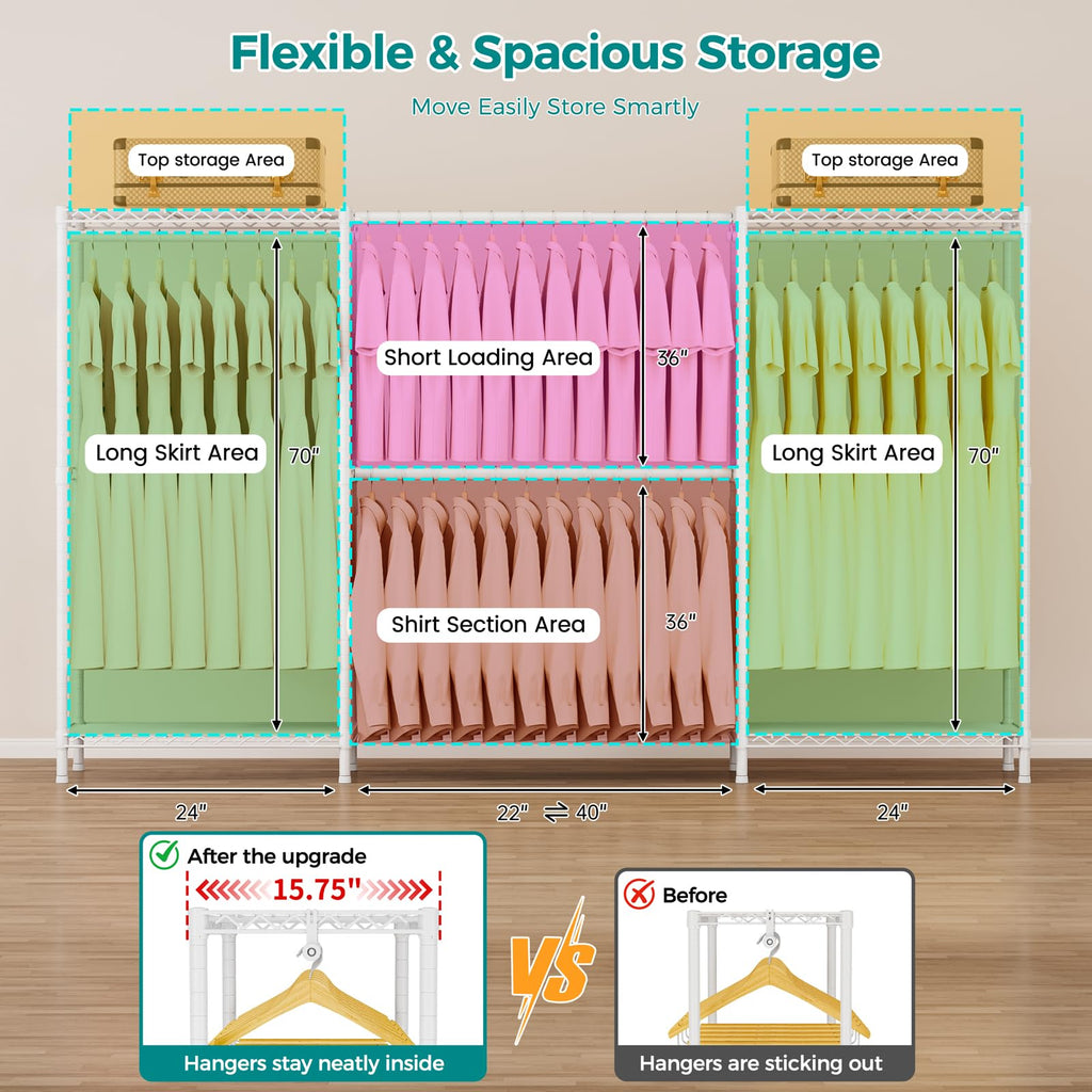 Heavy Duty Portable Closet Clothes Racks Wardrobe with Shelf