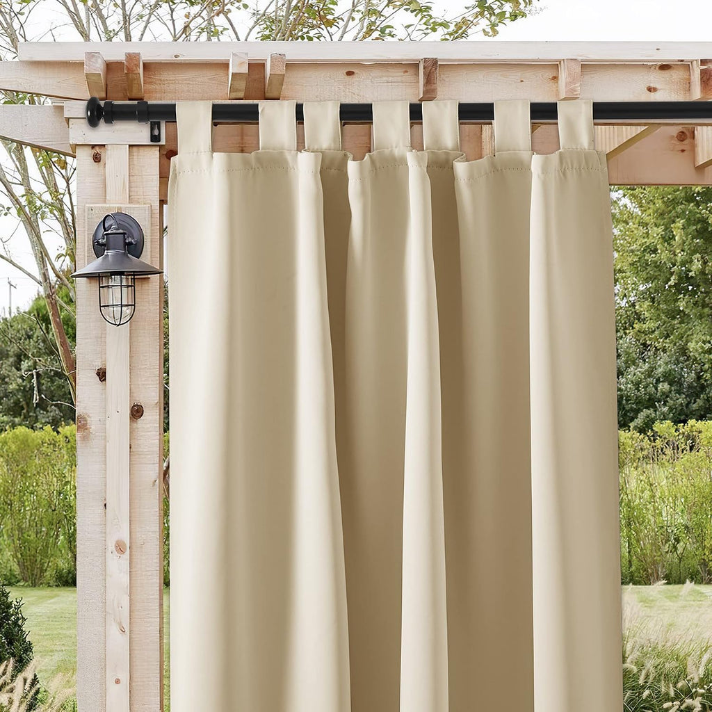 Outdoor Curtain Rod Waterproof Rustproof 1 Inch Heavy Duty | 72-144 inch extra long rod, rust resistant coating