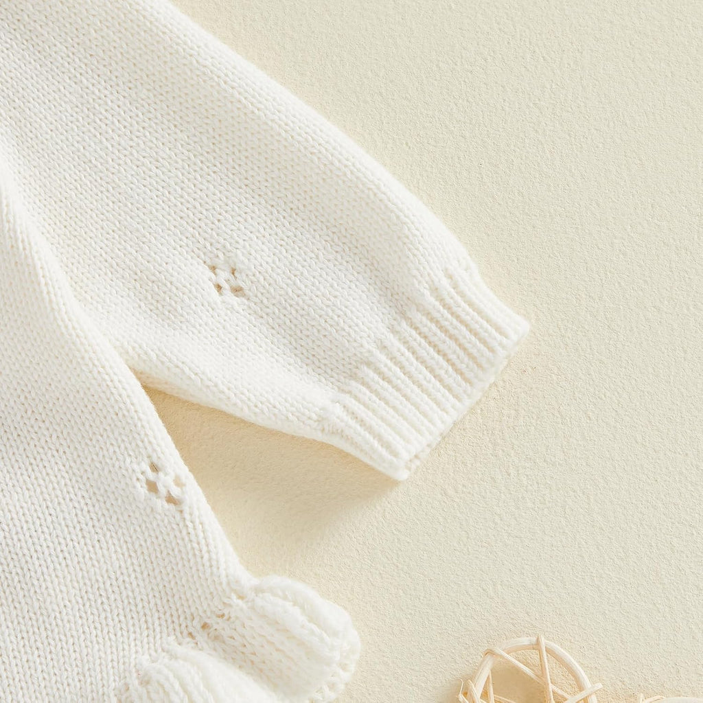 Baby Girl Coming Home Outfit Ruffle Knit Sweater Romper