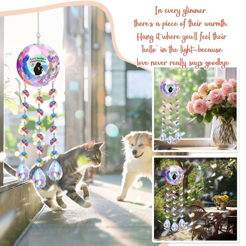 Suncatcher Crystal Memorial Gifts Decor for Loss Mom Daughter Grandma - Every Sparkle's a Hug from Above, Prism Beads