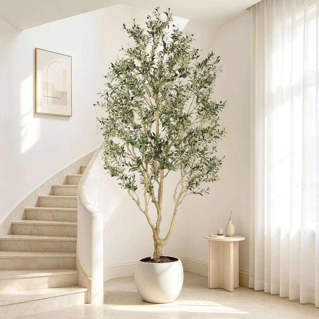 Tall Faux Olive Tree 10ft with with Thick Trunk & Realistic Leaves