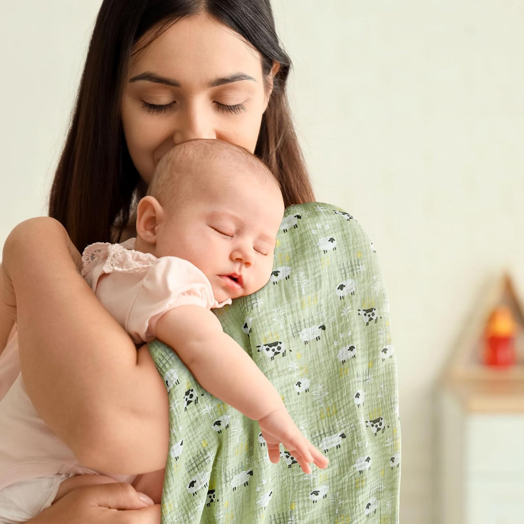Muslin Swaddle Blankets, 3 Pack Breathable Soft Receiving Blanket, Large 38 x 40 inches Swaddle Wrap