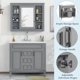 36” Bathroom Vanity with Sink, Freestanding Single Bathroom Sink Vanity Cabinet Set with 36” Countertop & Integrated