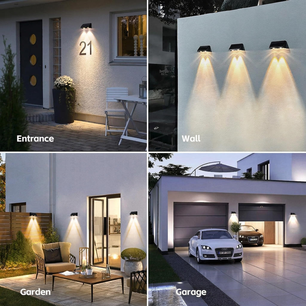 Solar Fence Lights Outdoor Dusk to Dawn for Deck, Porch, Address, Wall