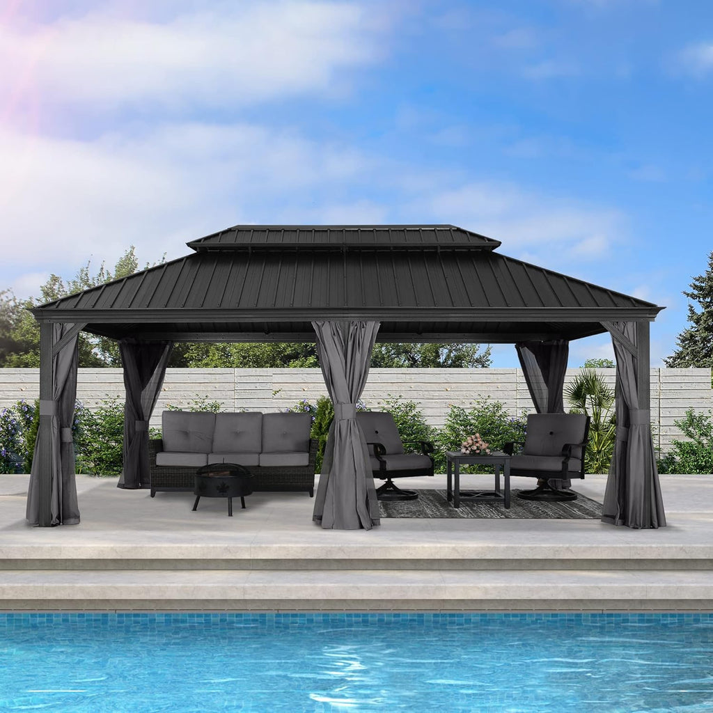 Hardtop Gazebo 12x20 - Outdoor Metal Hard Top Gazebo