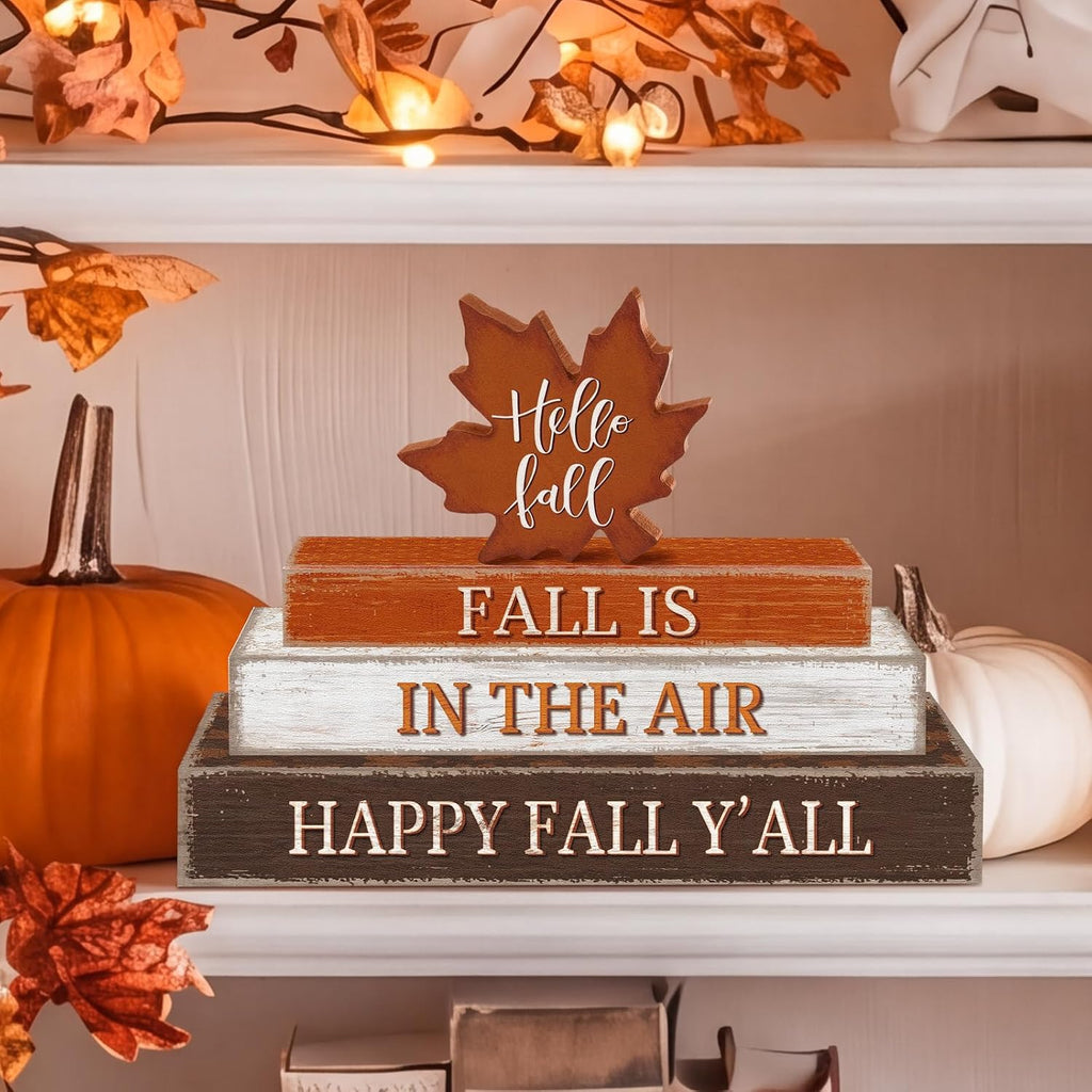 Fall Decor Wooden Maple Leaf Decoration Kitchen - Set of 4