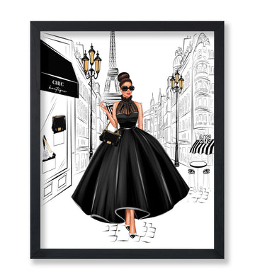Lady in Black Print - Fashion Poster - Paris Designer - Modern Wall Design - Chic Gift for Women & Fashionista - Glam