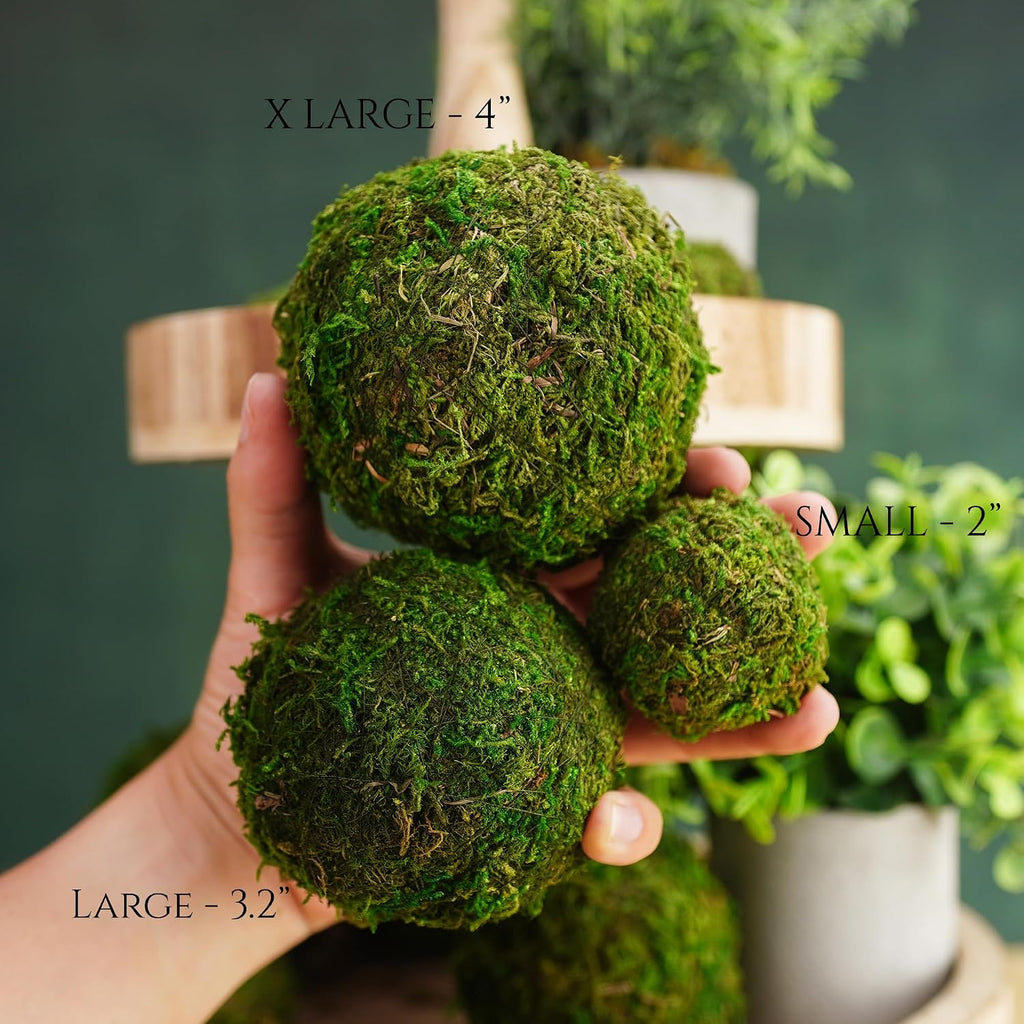 Decorative Moss Balls Set - Fake Moss Balls for Bowl Fillers, Centerpiece Decor, Home Decor, Vase Filler, Wedding - Set of 6