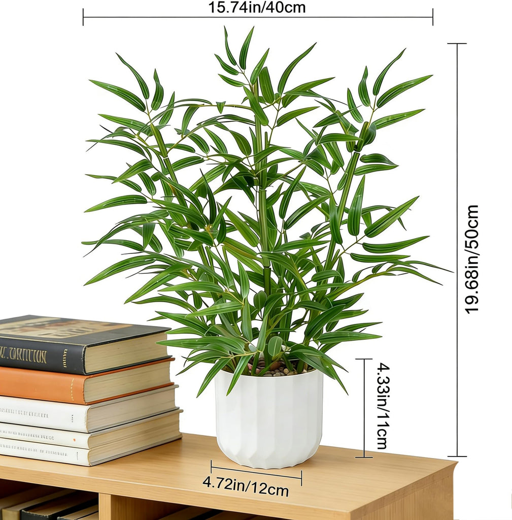 19.68 Inch Artificial Bamboo Plants with White Pot for Indoor Decor