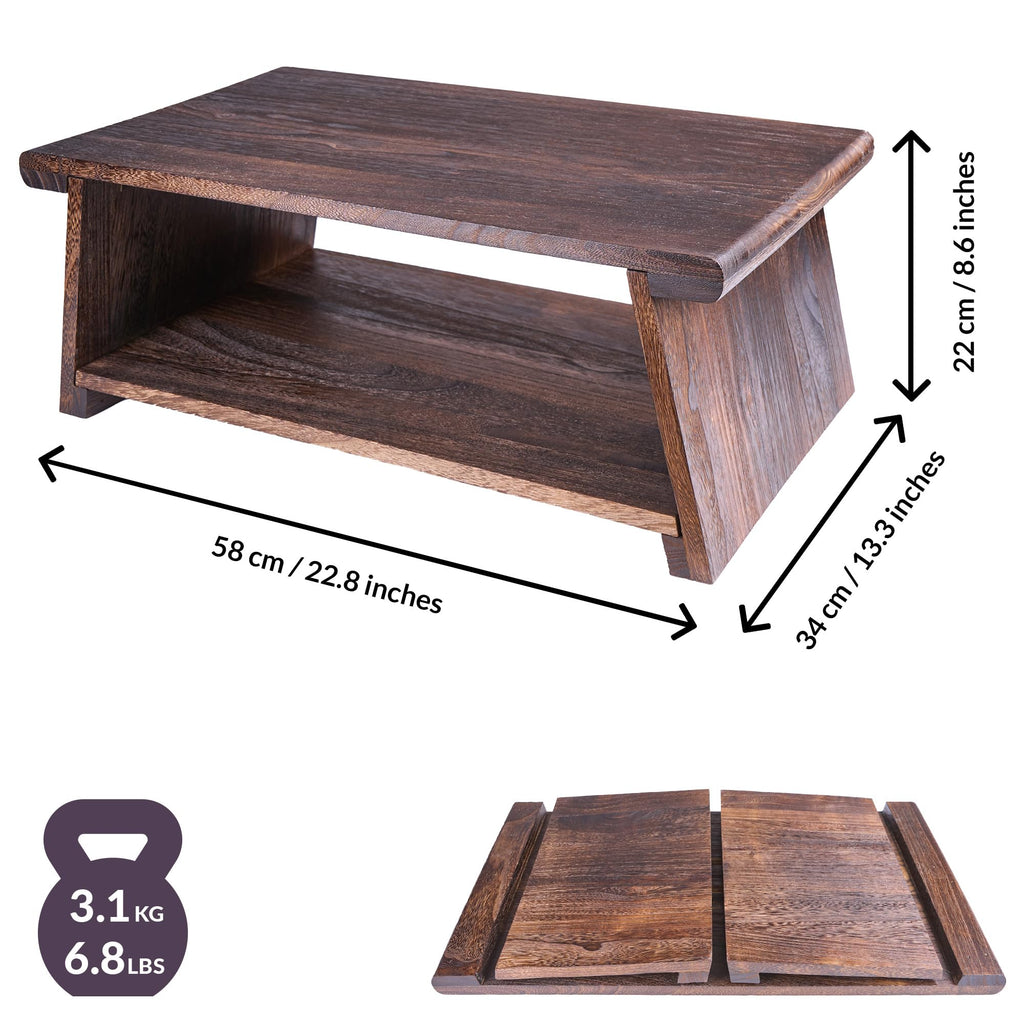 Floor Table for Tea Rituals | Altar Table for Meditation, Mindfulness & More | Low Japanese Floor Platform Chabudai