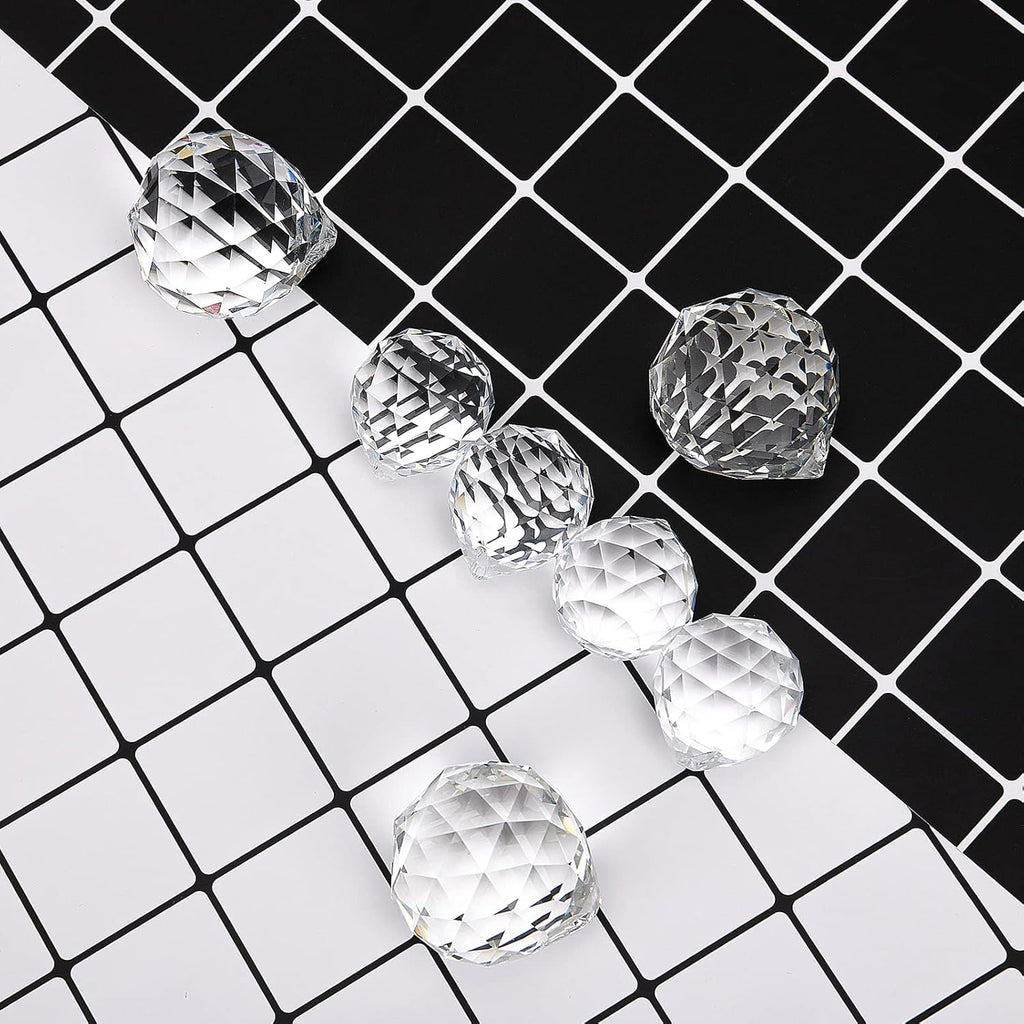 Clear Crystal Sun Catcher Suncatcher Prism Ball with Metal Chains - 4 Pack, 30mm/40mm, Rainbow Pendant Maker