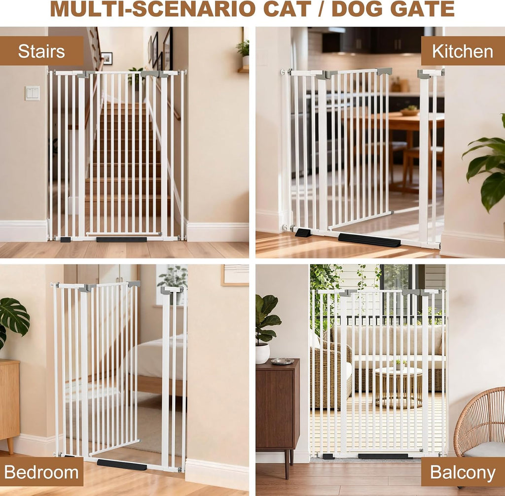 51" Extra Tall Cat Gate for Doorway, 30-41" Wide Auto Close Pet Gate