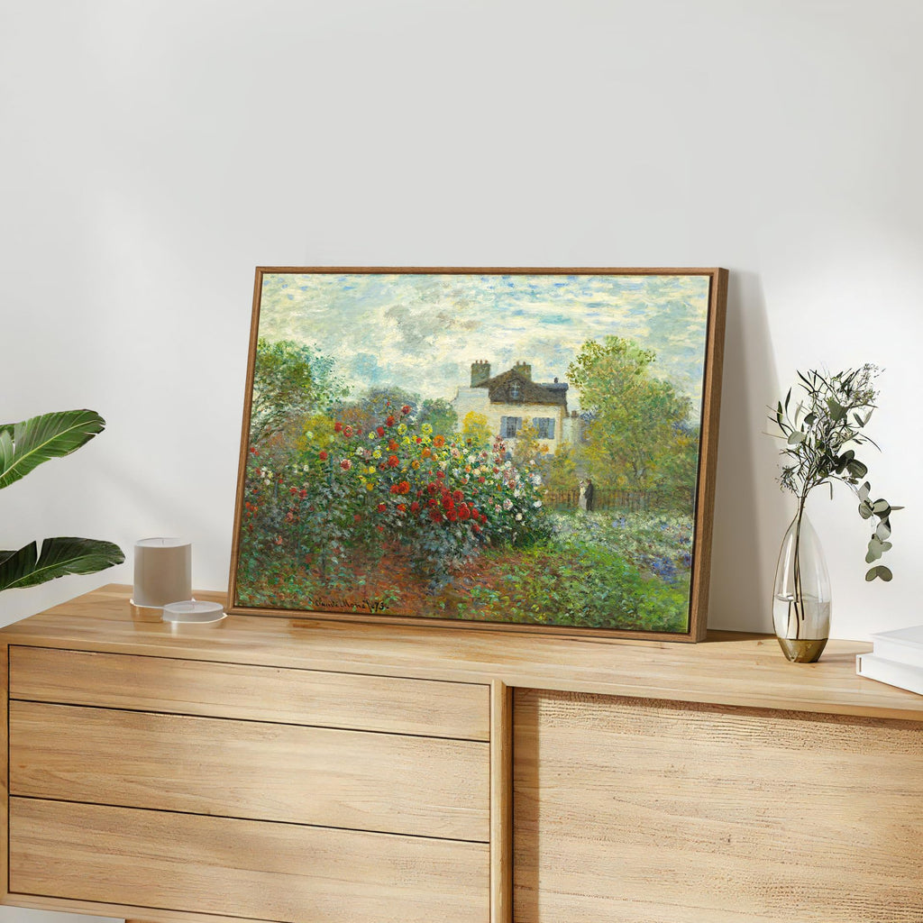 Monet Cottage Rose Garden Framed Canvas Wall Art Prints Retro
