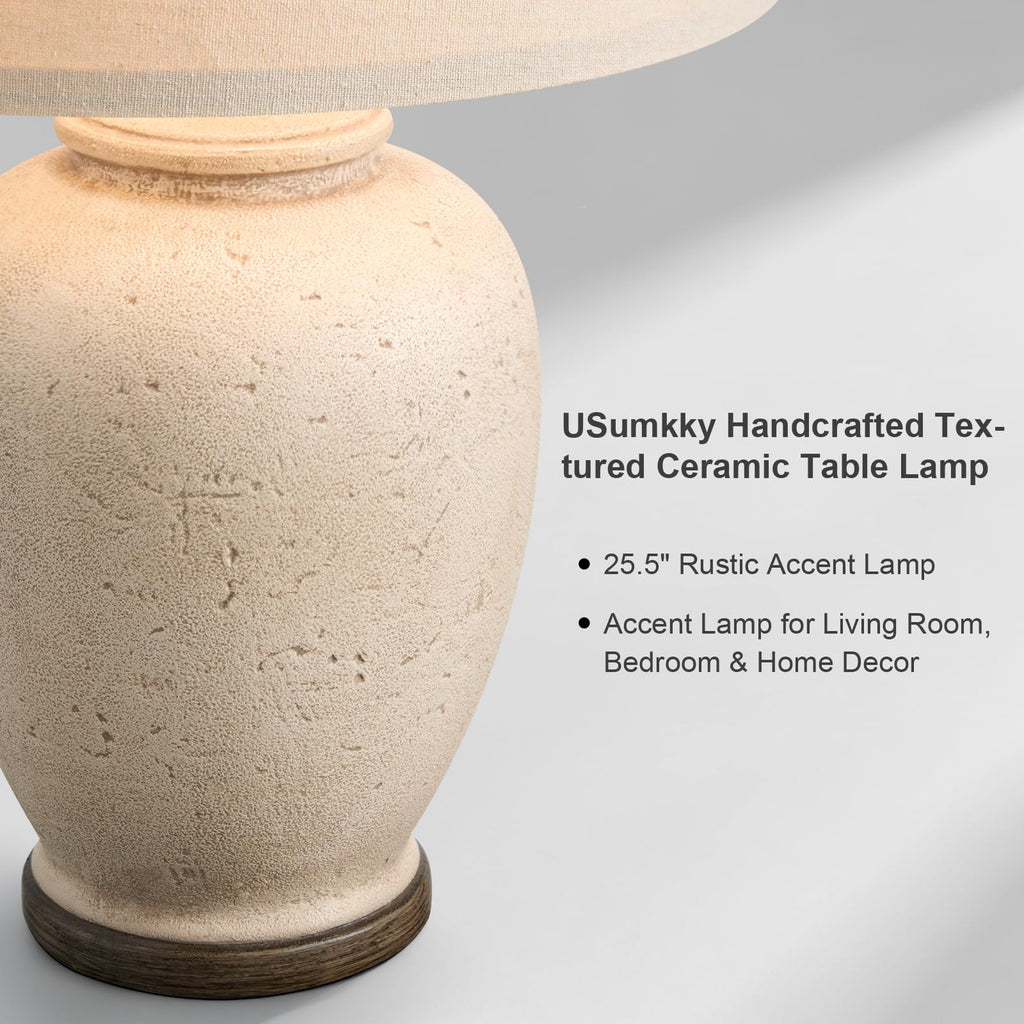 25" Vintage Ceramic Table Lamp Bedroom Retro White
