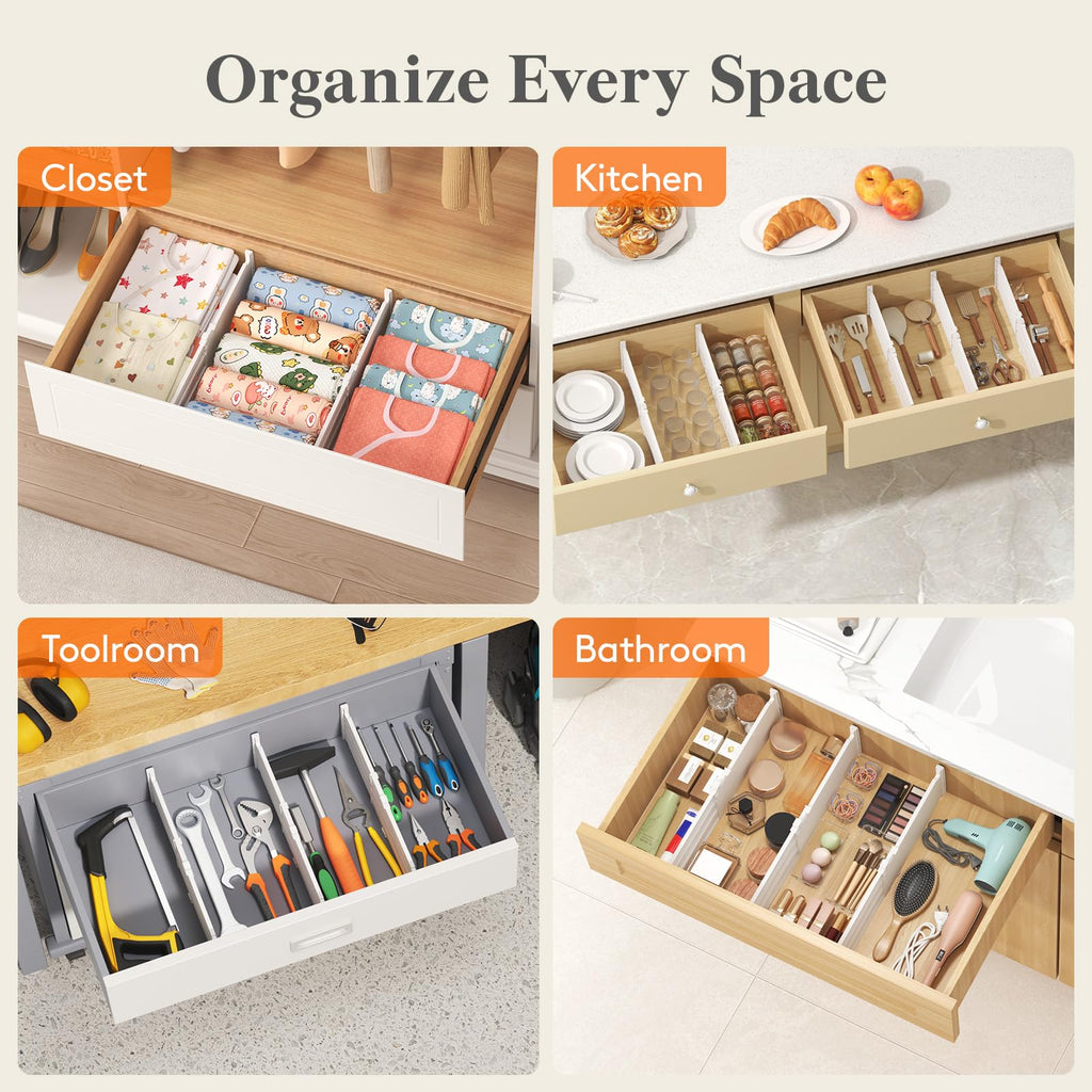 5" Tall Drawer Dividers, Adjustable Deep Drawer Organizer Clothes