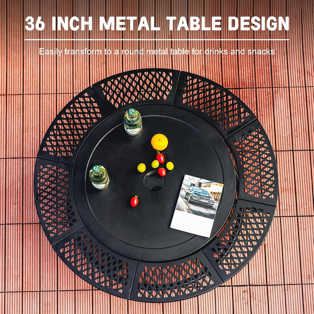36 Inch Fire Pit with 2 Cooking Grills,Outdoor Wood Burning BBQ Firepit with Lid, 3-in-1 Outdoor Fire Pit for Backyard Deck Bonfire Patio - Image 3