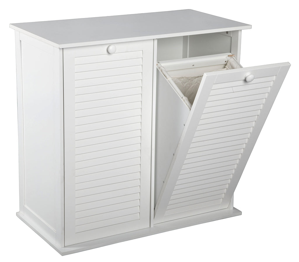 Dual Hamper Tilt Out Laundry Sorter, White